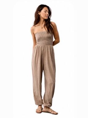 NWT - American Eagle Outfitters Strapless Taupe Jumpsuit